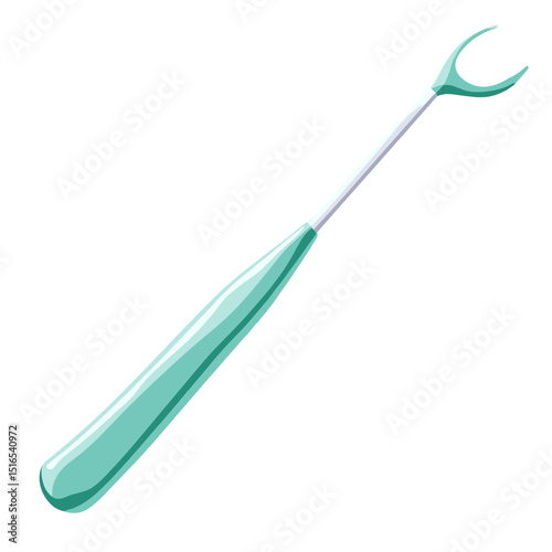 Dental Instrument in Blue Gradient Handle for Oral Hygiene and Teeth Cleaning Illustration on White Background