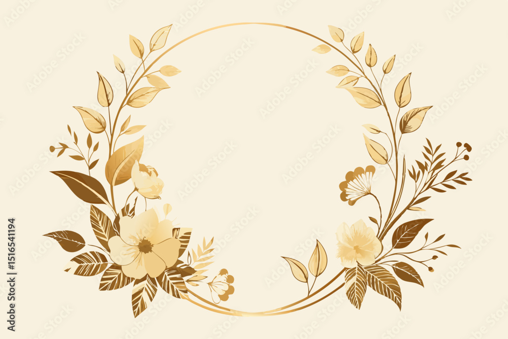 Elegant golden floral frame, isolated design element Elegant golden floral frame, isolated design element
