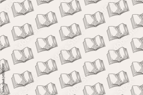 Seamless book pattern with bookmarks. Perfect for stationery, bookstores, libraries, educational materials, and literary themed designs. Ideal for print and digital projects.