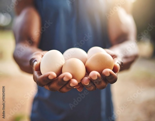 Person holding assorted eggs