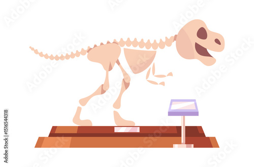 Dinosaur fossils museum stand cartoon