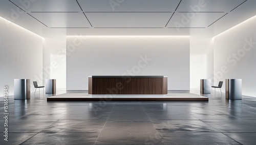 Modern Office Reception Area with Minimalist Design and Clean Lines