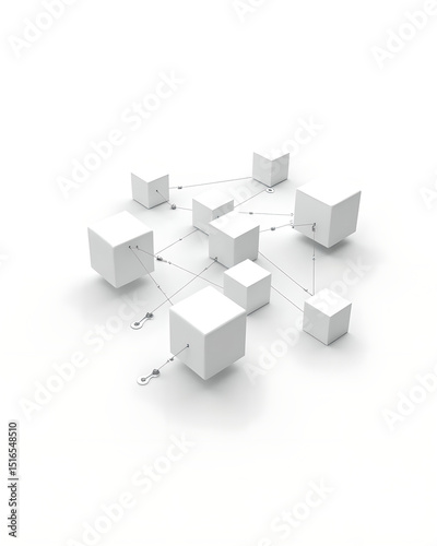 Abstract Network Structure of Cubes – Data Visualization and AI Technology Concept