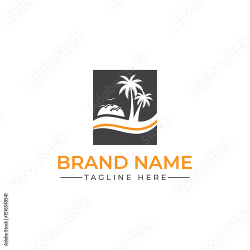 Tropical Paradise Beach Vacation Logo Design Concept