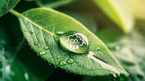 CO2 reduction icon on green leaf, Reduce CO2 emission concept.