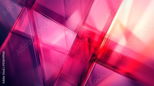 Abstract geometric shapes in vibrant pink and red
