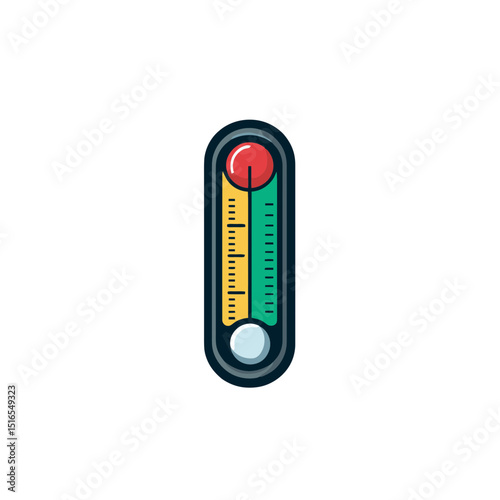 Flat cartoon thermometer icon in vibrant colors depicting temperature measurements for various uses