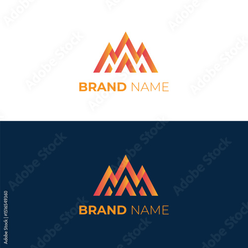 Mountain Range Logo with Gradient and Brand Name
