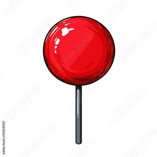 Simple flat cartoon icon of a pit stop sign, representing a racing location with a clear red sign on a black pole