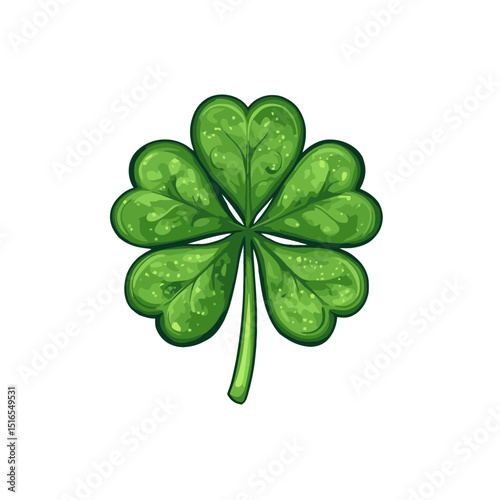 Shamrock icon representing luck and St. Patrick's Day celebrations in a simple flat cartoon design
