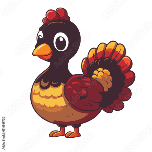 Simple flat cartoon turkey icon suitable for festive designs and illustrations related to autumn celebrations