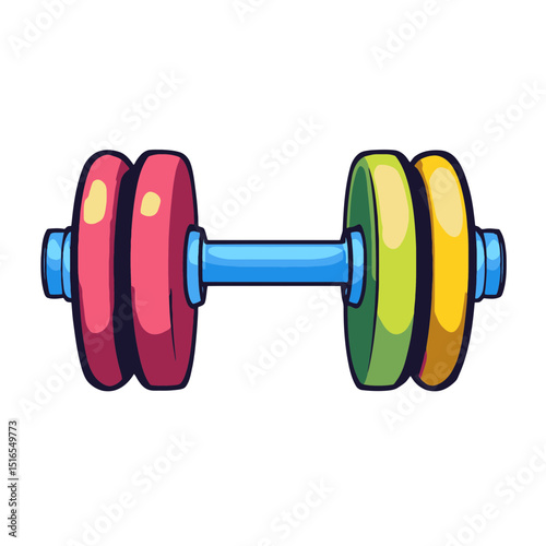Vibrant cartoon weight set icon ideal for fitness and health-related projects