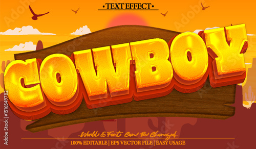  Cowboy Texas Wildwest Rodeo Sheriff Vector Text Effect Editable Alphabet