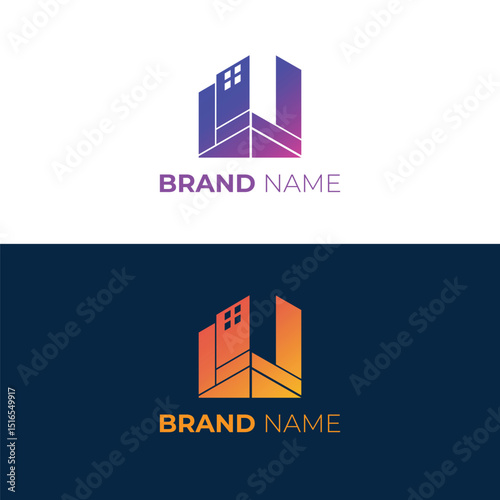 Abstract Buildings Logo with Gradient Colors