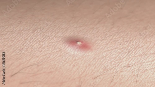 Skin surface acne growing shrink cream drop macro, looped switch
