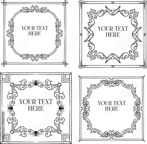 four luxury vintage designs with different ornaments