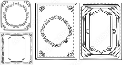 design bundle luxury vintage line commonly used for Luxury vintage frame set, retro label collection, royal wedding emblem, sale sticker or invitation card. Isolated vector.