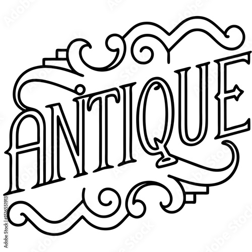 Antique Lettering line art vector