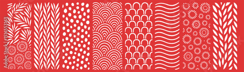 Bright Red Geometric Pattern Set
