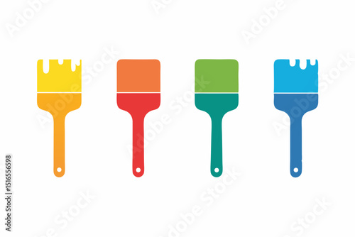 set of Paint brush icon vector silhouette illustration isolated on white background