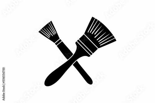 Paint brush icon vector silhouette illustration isolated on white background