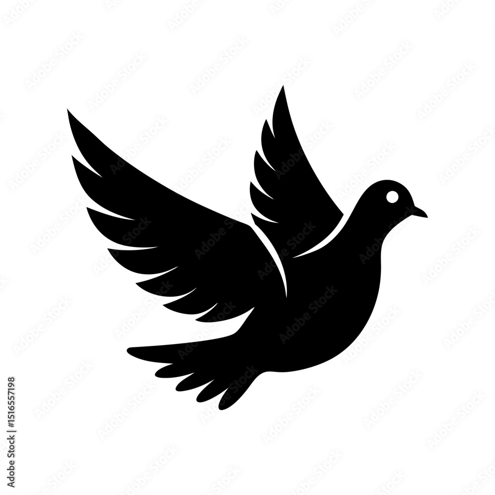 Fototapeta premium dove symbol of peace vector black silhouette