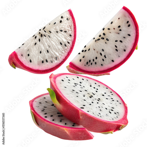 pitaya,red dragon fruit,fruit slices,tropical fruit,dragon fruit flesh,healthy food,bright colors,cut fruit,food photography
