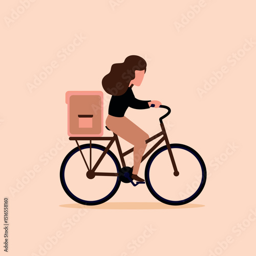 Online Food Delivery – Bicycle Courier Emerging from Smartphone Screen in Digital Ordering Concept
