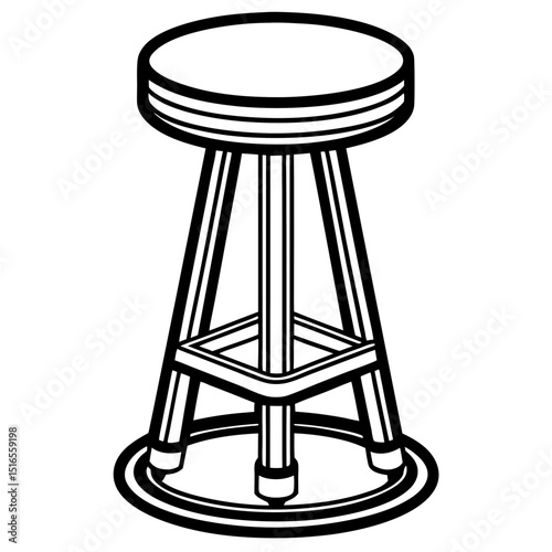 Bar stool line art vector