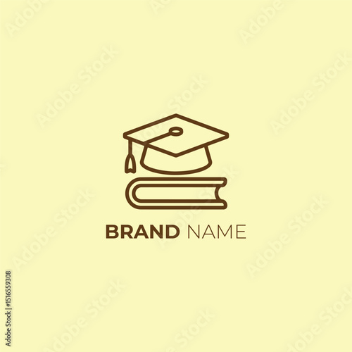 Education Logo with Graduation Cap and Book