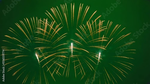 gold fireworks show celebration event green screen video animation