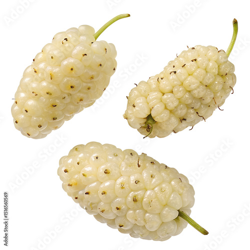 luscious, juicy, white mulberries, glossy surface, plump, tantalizing, organic, natural, fresh, close-up, vibrant colors, detailed texture, high-quality photograph
