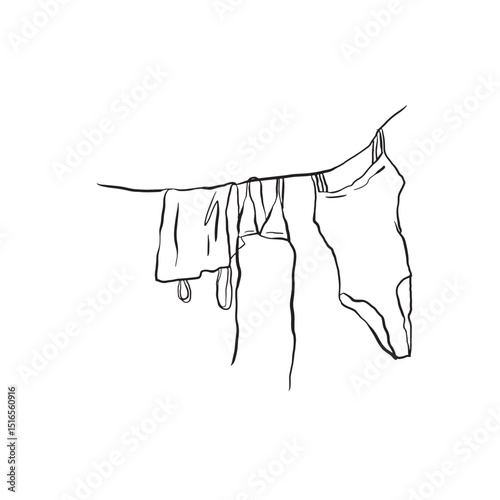 Line art swimsuit hanging vector