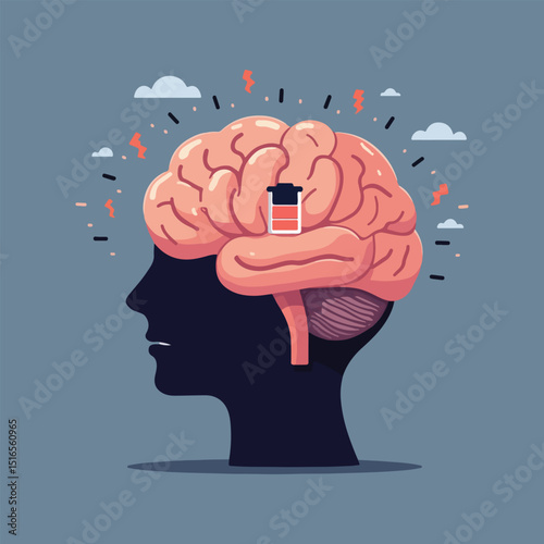 Creative migraine awareness vector artwork for European Migraine Day of Action featuring emotional expression, abstract brain pain, sound sensitivity, and mental stress in flat color style