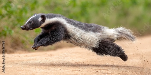 dynamic angle wildlife action photo of dynamic pose honey badger 