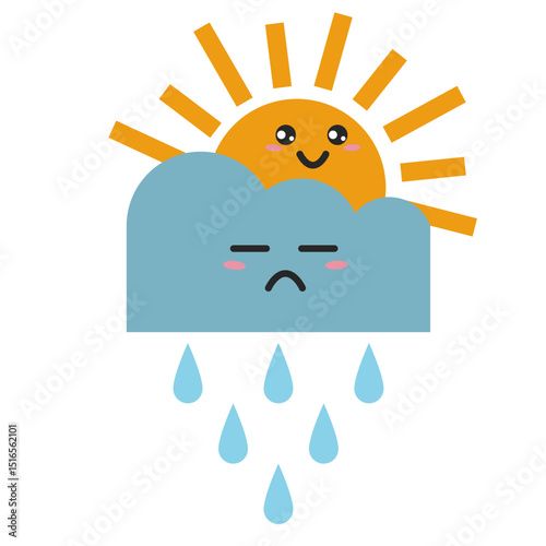 Kawaii Cute Hot Rain Weather Character Icon