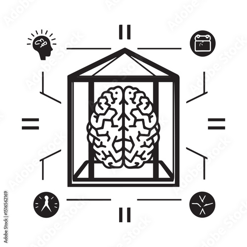 Creative migraine awareness vector artwork for European Migraine Day of Action featuring emotional expression, abstract brain pain, sound sensitivity, and mental stress in flat color style