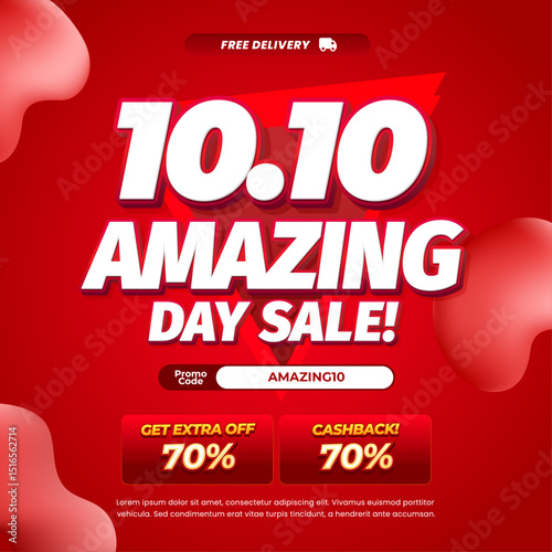 Wallpaper Mural 10.10 Amazing Shopping Sale discount deals Dynamic deep Red gradient Editable text effect Fluid pop Marketing Promotion Square banner Torontodigital.ca
