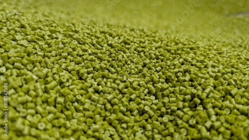 Pile of Green Plastic Pellets, Raw Material, Polymer, Manufacturing, Industrial, Texture