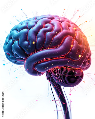 Colorful Abstract Brain on White – Creativity, AI, and Mental Health Concept