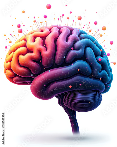 Colorful Abstract Brain on White – Creativity, AI, and Mental Health Concept