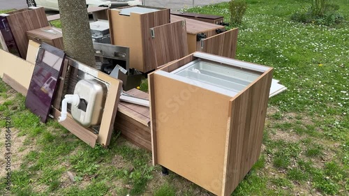 old kitchen bulky waste standing on yards