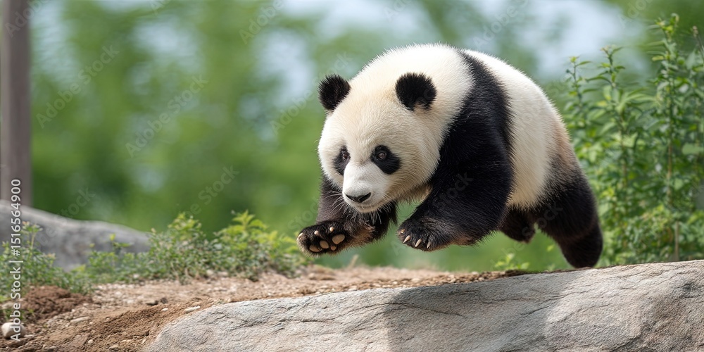 Obraz premium panda outdoors frolicking in its natural habitat