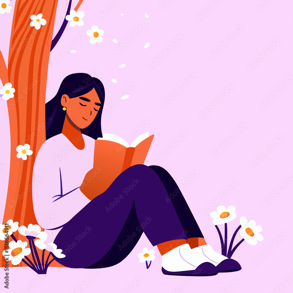 Fototapeta premium girl reading a book