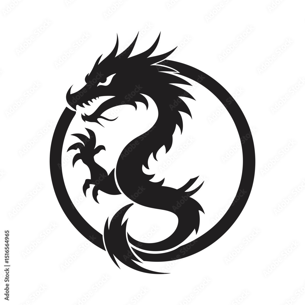 dragon tattoo logo year the dragon icon vector silhouette dragon tattoo logo year the dragon icon vector silhouette