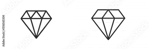 Two minimalist diamond icons showcasing different geometric designs and line styles
