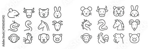 Collection of simple animal doodles featuring various species in a playful arrangement