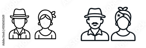Couples wearing hats and accessories engage in a social event outdoors during a sunny day