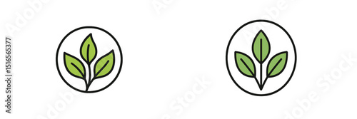 Two green leaf icons showcasing simplicity and nature-themed design for various applications