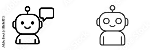 Friendly chatbot character design in two styles showcasing speech activity and a cheerful expression